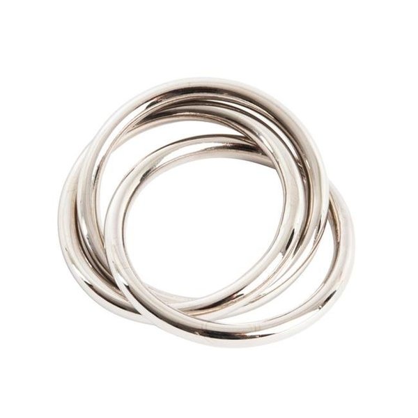 Saro Lifestyle SARO NR543.S Three Ring Design Napkin Ring  Silver - Set of 4 NR543.S